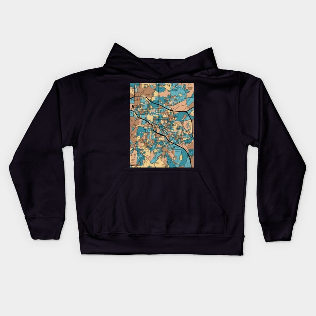 Durham Map Pattern in Mid Century Pastel Kids Hoodie by PatternMaps